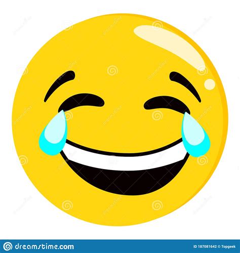 Yellow Crying Laughing Face Emoji Isolated Vector Stock
