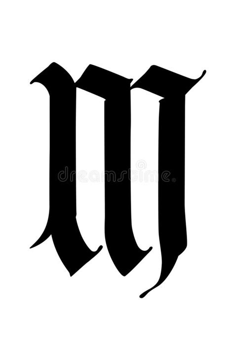 Letter M In The Gothic Style Vector Alphabet The Symbol Is Isolated