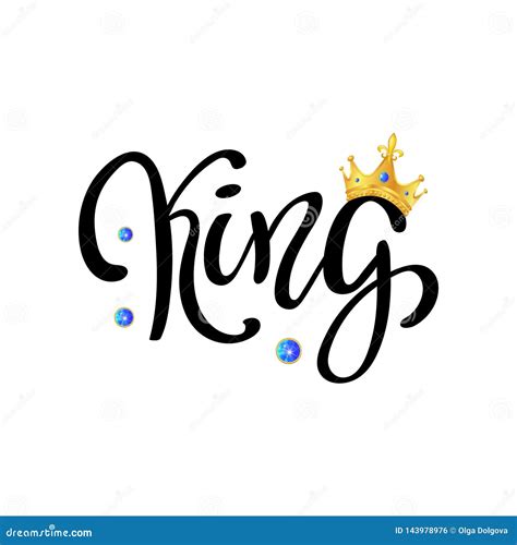 Hand Lettering With Word King And Gold Crown Stock Vector