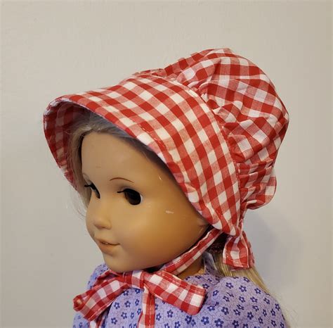 Red And White Gingham Pioneer Bonnet For American Girl And 18 Etsy