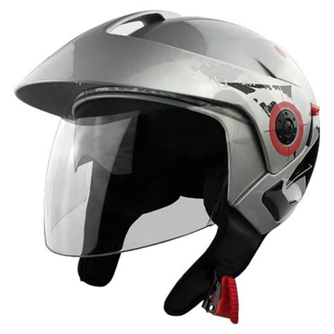 3 By 4 Open Face Motorcycle Helmet With Face Shield Silver Walmart