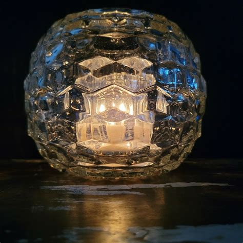 Vintage Cubist Fairy Lamp Round Globe Clear Votive Candle Etsy Votive Candles Light Bulb