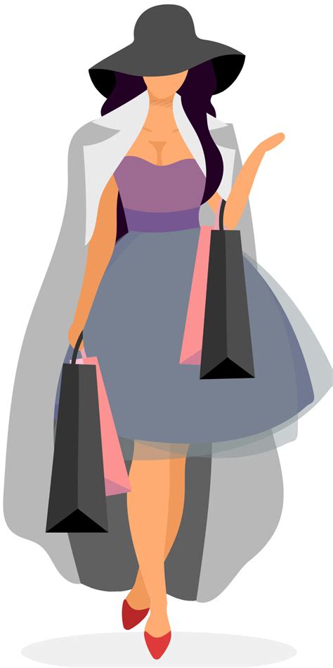 elegant shopper flat vector illustration beautiful lady buying luxury clothes in fashion