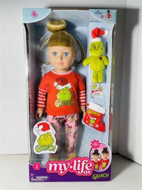 My Life As Poseable Grinch Sleepover 18 Inch Doll Blonde Hair Blue Eyes New 5499 Picclick