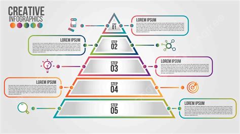 Colorful Pyramid Infographic Template With Five Steps Or Options Vector