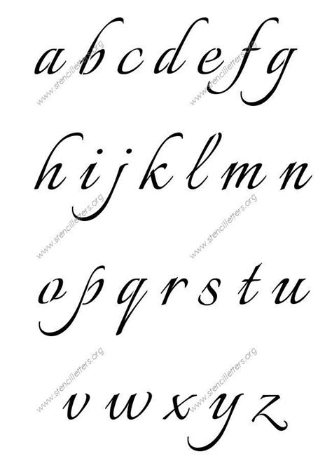 Connected Calligraphy A To Z Lowercase Letter Stencils Stencil Quotes