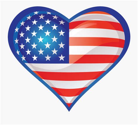 Thin Gold Line American Flag Heart Free Transparent Clipart