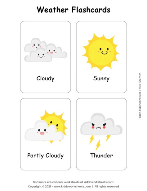 Free Printable Weather Flashcards Worksheet Kiddoworksheets