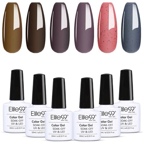 Elite99 Shiny Gel Nail Polish Set 6pcs Uv Soak Off Berry Color Salon