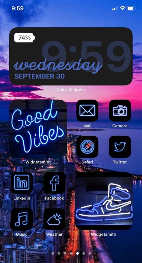 Blue Ios 14 App Icon Pack Neon Esthetische Ios 14 Iconen Iphone Icon