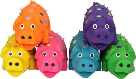 Multipet Latex Polka Dot Globlet Pig Squeaky Dog Toy Color Varies 4