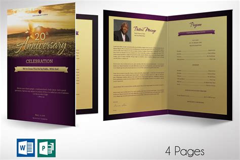 Church Anniversary Program Large Word Publisher Template 516391