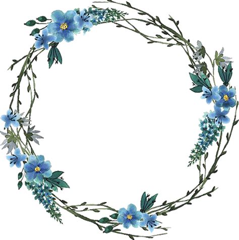 Blue Watercolor Floral Wreath Blue Clipart Watercolor Floral Png And