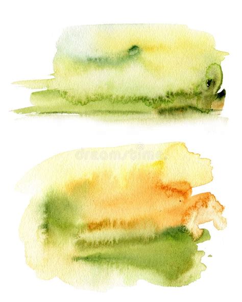 Watercolor Abstract Yellow And Green Texture Hand Painted Color