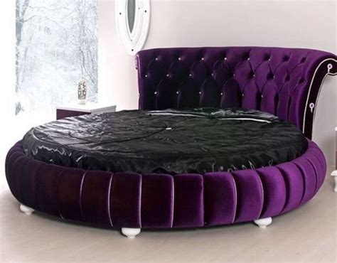 Furniture Ultimate Modern Round Bedroom Frame Velvet Purple Modern