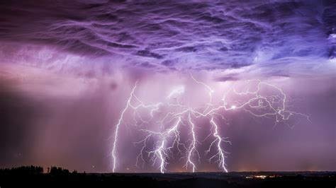 Desktop Wallpaper Lightning Storm Clouds Lights Night
