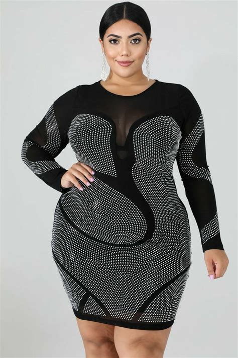 BLACK WHITE JESENIA PEREZ In 2020 Plus Size Bodycon Dresses Plus