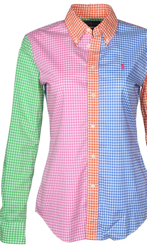 Polo Ralph Lauren Womens Custom Fit Button Down Shirt Mulit Color