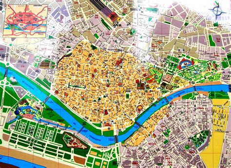Streets Map Of Seville With Town Sights Spain Street