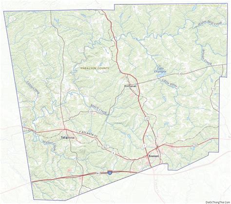 Topographic Map Of Haralson County Georgia Us Map Topographic Map