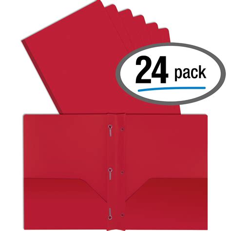 Better Office Products Red Plastic 2 Pocket Folders With Prongs