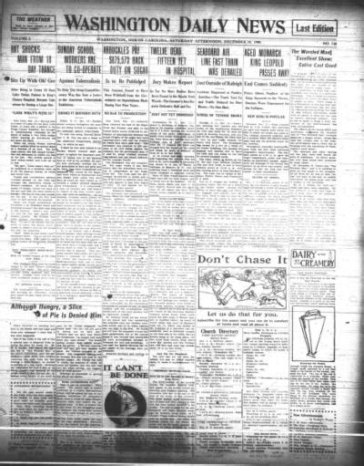 Washington Daily News Washington Nc 1909 Current December 18 1909 Last Edition Image 1