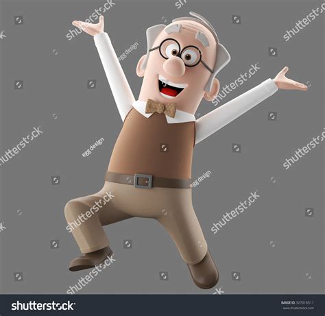 3d Cartoon Illustration Old Man Happy Stock Illustration 327016511