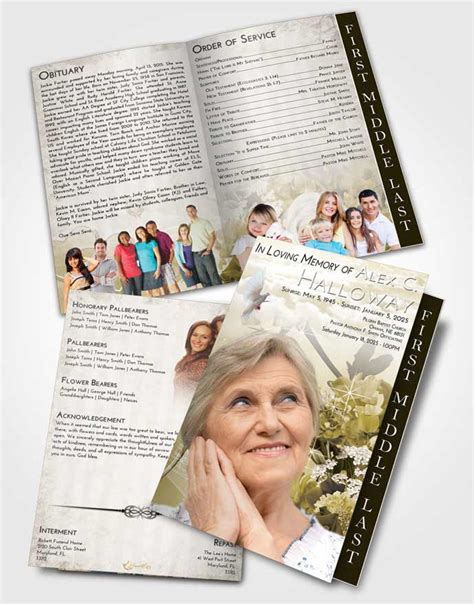 2 Page Graduated Step Fold Funeral Program Template Brochure Harmony