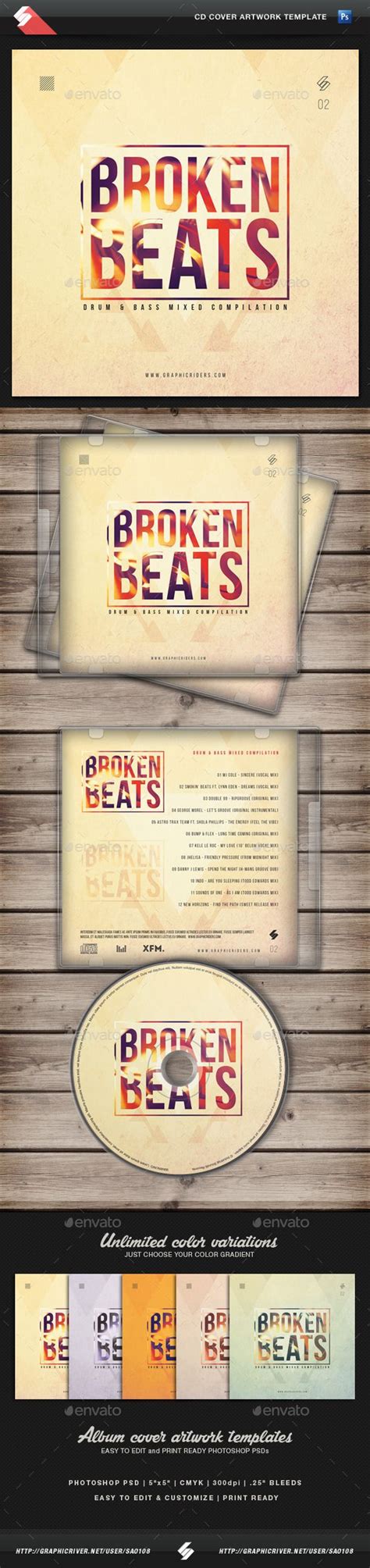 Broken Beats Vol Cd Cover Artwork Template Psd Download Here Graphicriver Net Item
