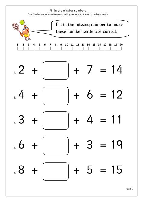 15 Fill Missing Number Worksheets