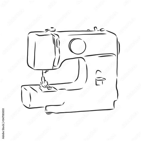 Vector Illustration Of A Sewing Machine In A Simple Hand Drawn Sketch