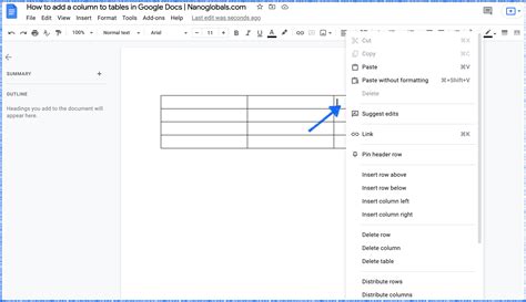 How To Add Or Delete Columns In Google Docs Tables