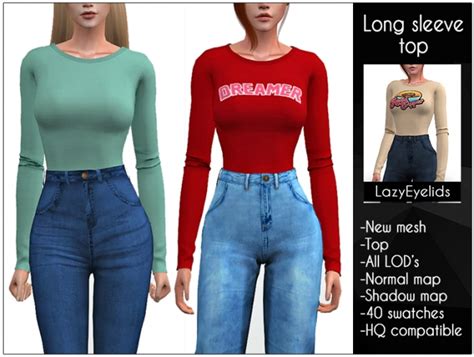 Long Sleeve Top At Lazyeyelids Sims 4 Updates