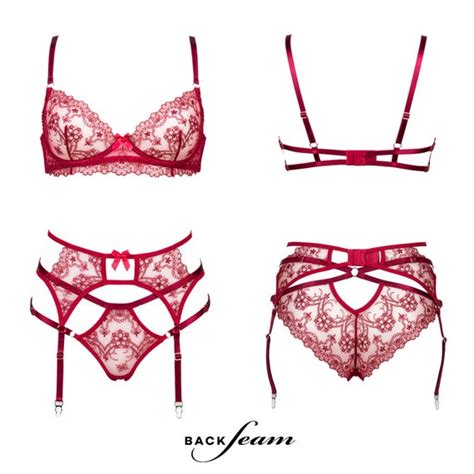 Sexy Red See Through Sheer Lace Women Lingerie Set Sexy