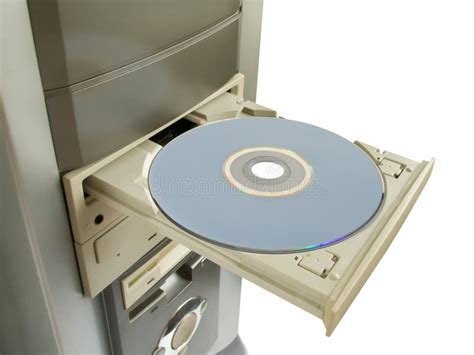 Dvd Cd Disc In Open Drive Stock Image Image Of Computer 1555015