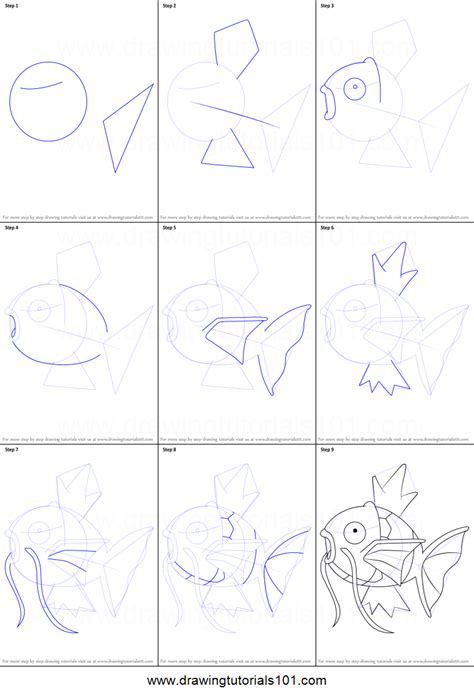 How To Draw Magikarp From Pokemon Printable Step By Step Drawing Sheet