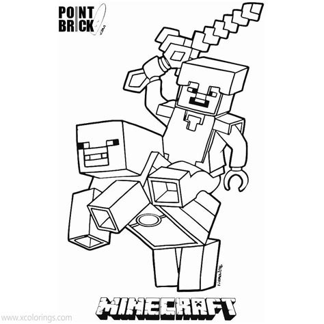 Minecraft Steve Coloring Pages With Horse