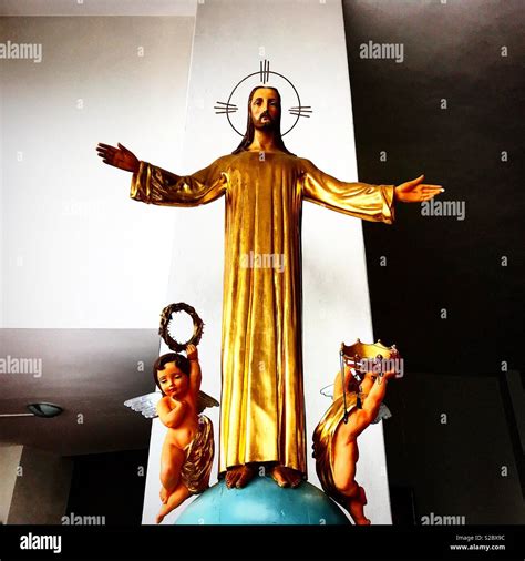 A Golden Sculpture Of Jesus Christ In A Chapel In The Cerro Del