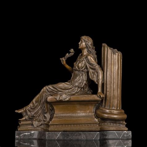 Modern Classical Woman Sculpture Bronze Dress Up T Lady With Flower Statues Beauty Art