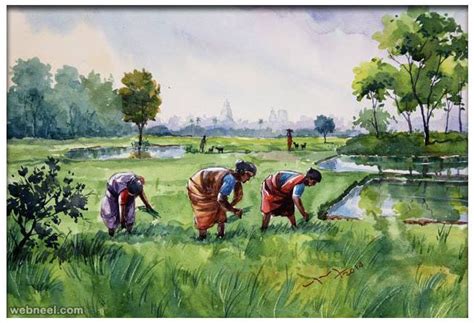Watercolor Paintings By Balakrishnan Watercolor Scenery Watercolor