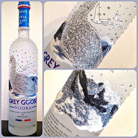 Grey Goose Vodka Bottle Decorated With Various Coloured Crystals And