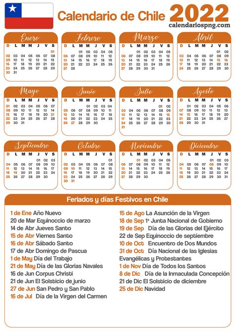 Calendarios 2022 De Chile Para Imprimir