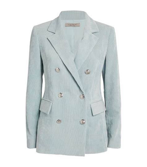 Womens D Exterior Blue Corduroy Double Breasted Blazer Harrods Countrycode
