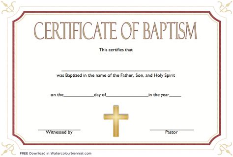 Baptism Certificate Template Word 9 New Designs Free