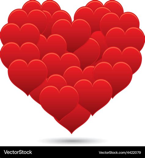 Shiny Little Red Hearts In A Shape A Big Heart Vector Image