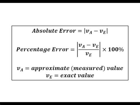 True value is the one considered without. Determine Absolute Error and Percent Error - YouTube
