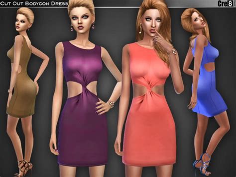 The Sims Resource Cut Out Bodycon Dress By Cre8sims Sims 4 Downloads