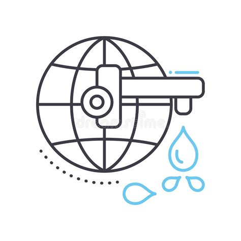 Save Water Line Icon Outline Symbol Vector Illustration Concept Sign