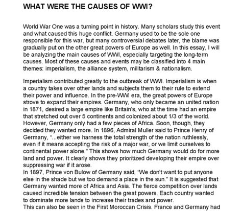 Essay Conclusion Of World War 1