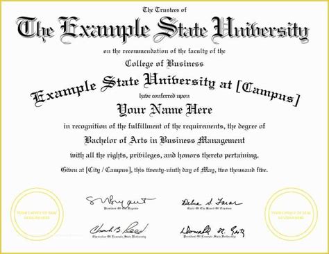 Bachelor Degree Template Free Of Customize Diploma Certificate